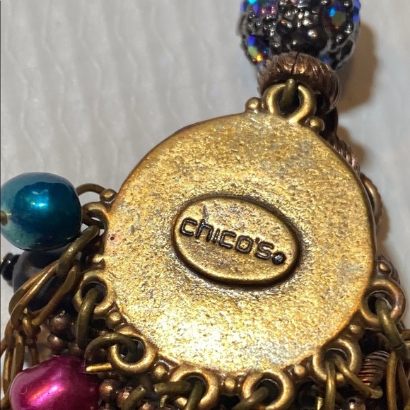 Chico's Purple and Blue Dangle Earrings with Fringe - Picture 2 of 4